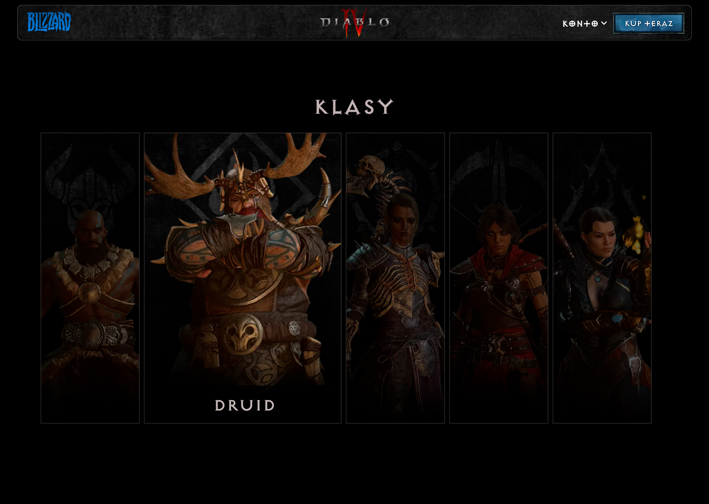 Diablo IV character classes screen